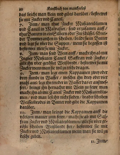 Malvasier-Gewürzsud mit gebratenen Pomeranzenscheiben zur Suppe – Originalseite