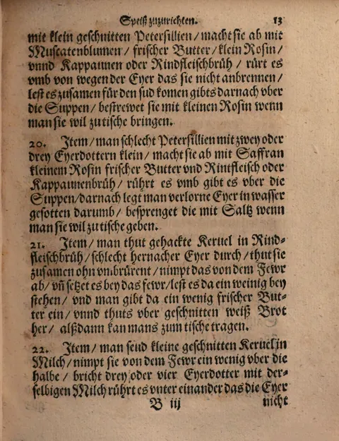 Suppe mit Petersilie, Safran und verlorenen Eiern – Originalseite
