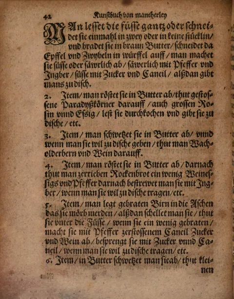 Füße mit in der Asche gebratenen Birnen – Originalseite