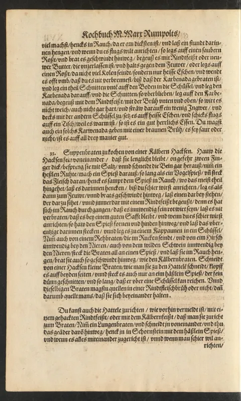 Gesattelte Brühe: Kapaun mit Kalbs-Hacksen (Keule) und Wildbraten aus dem Rauch – Originalseite