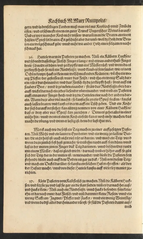 Kleine Pasteten von Kalbs-Hacksen (Keule) mit Rosinen und Safran – Originalseite
