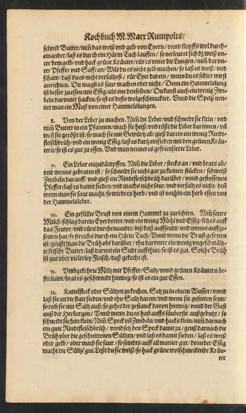 Hammelleber in Butter geröstet, mit Essig und grünen Kräutern (gefricusierte Leber) – Originalseite