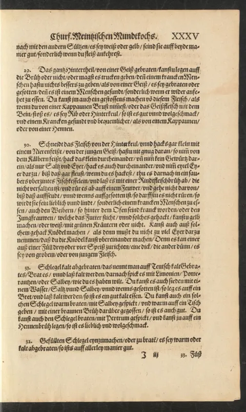 Kalt gebratener oder gesottener Ziegenschlegel, auch warm mit brauner Brühe – Originalseite
