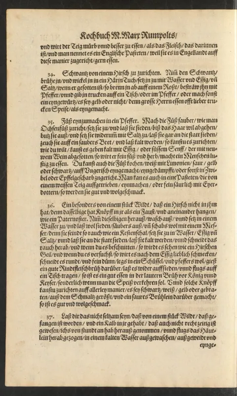 Knöpfe vom Stück Wild in gepfefferter Rinderbrühe – Originalseite