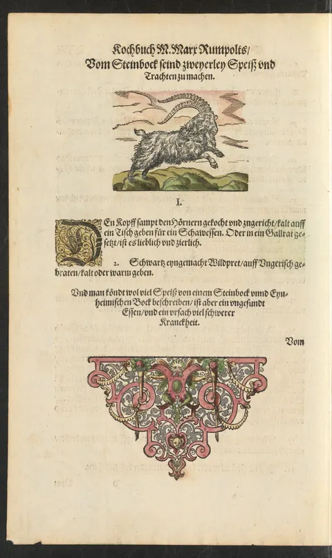 Steinbockkopf als Schaugericht – Originalseite