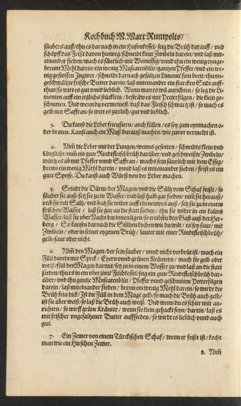 Schafskutteln, -magen und -därme sieden und über Nacht wässern – Originalseite