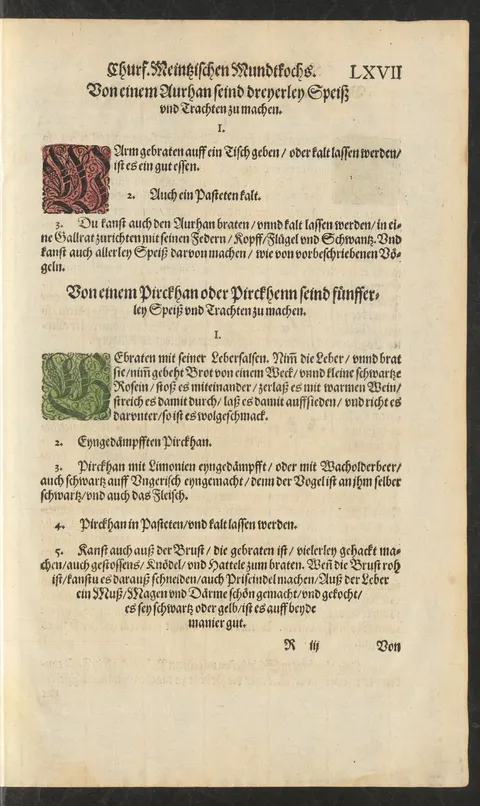 Birkhahn mit Zitronen oder Wacholder eingedämpft, oder schwarz auf ungarische Art – Originalseite