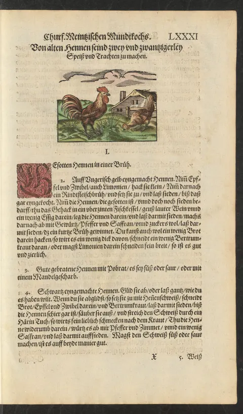 Gesottene alte Hennen in einer Brühe – Originalseite
