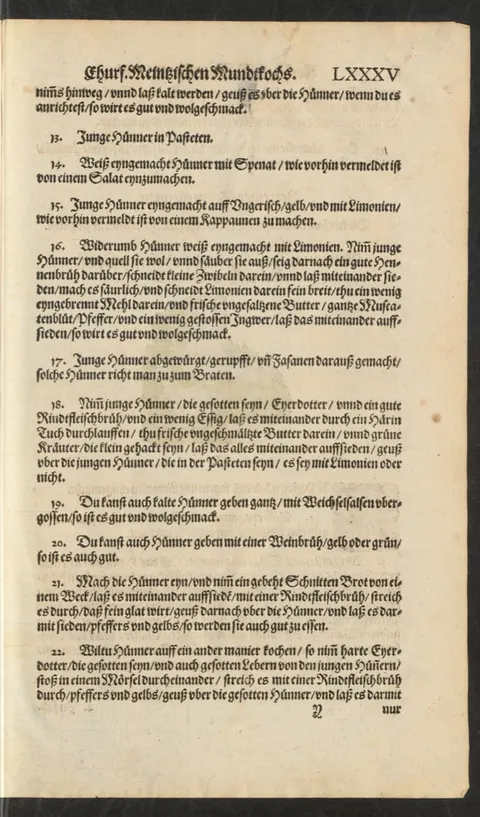 Junge Hühner in weißer Sauce mit Spinat – Originalseite