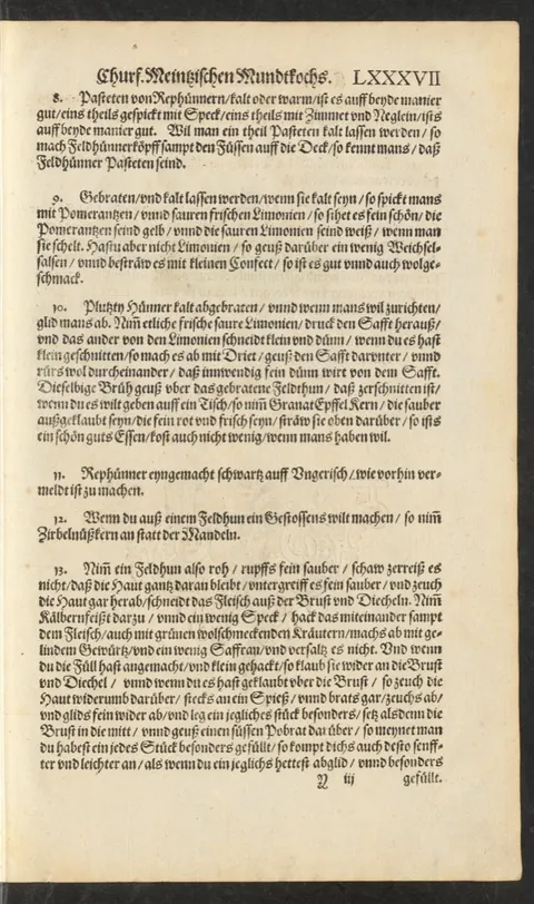 Rebhühner in schwarzer Sauce auf ungarische Art – Originalseite