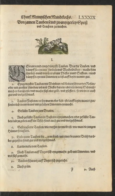 Tauben, schwarz auf ungarische Art – Originalseite