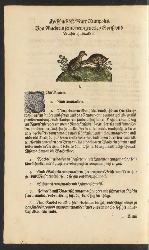 Wachteln, gelb auf ungarische Art oder mit schwarzen Rosinen – Originalseite