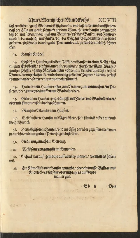 Geräucherter Hausen in Erbsenbrühe mit Spinat – Originalseite