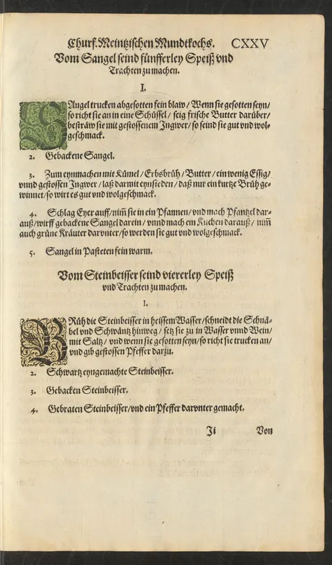Sangel in Erbsenbrühe mit Kümmel und Ingwer gegart – Originalseite