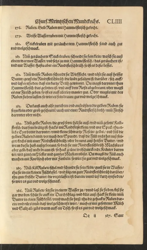 Gelbe Rüben in Butter geröstet, mit Rindfleischbrühe – Originalseite