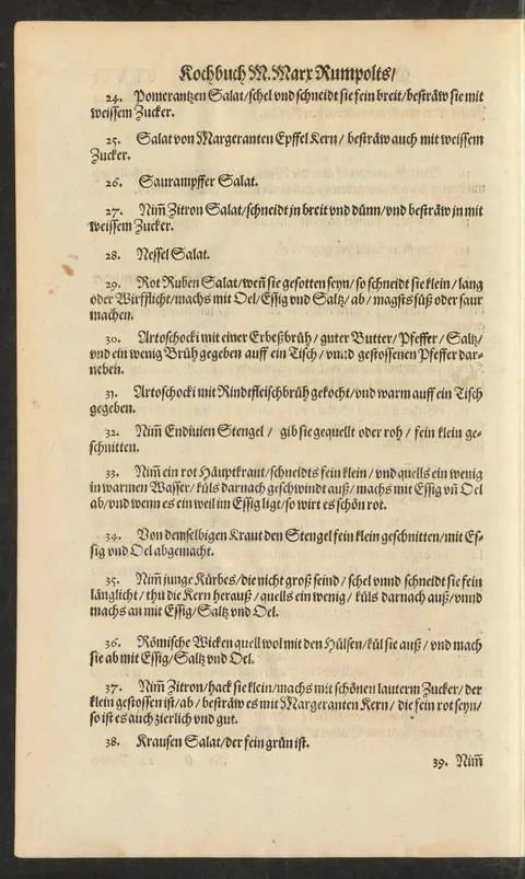 Römische Wicken in der Hülse, abgekocht, mit Essig, Salz und Öl – Originalseite