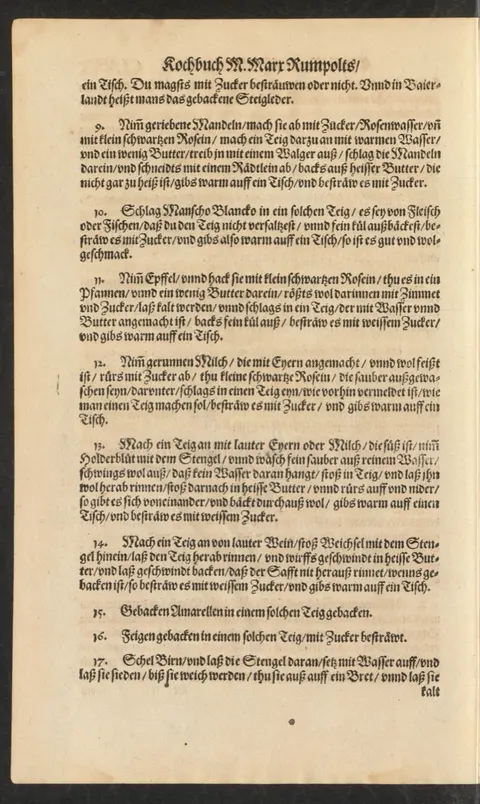 Gebackene Birnen am Stiel im Weinteig – Originalseite