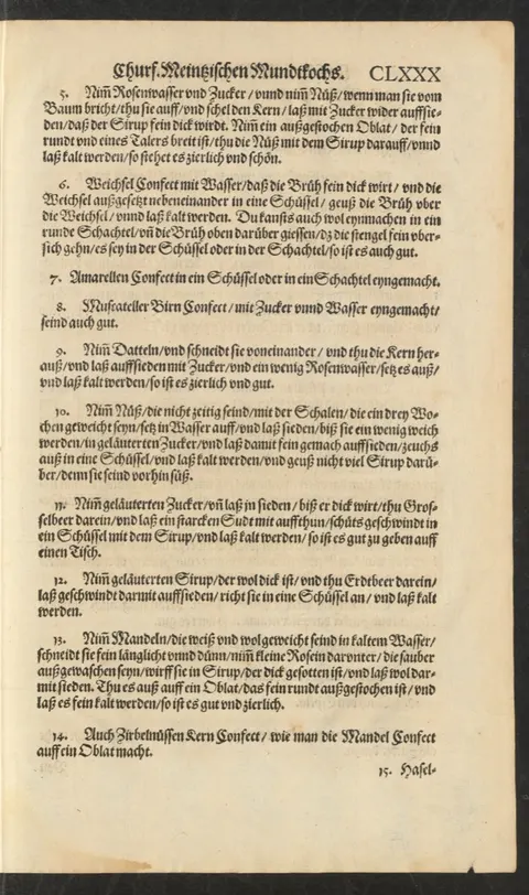 Weichselkonfekt in dicker Brühe, Stiele nach oben – Originalseite