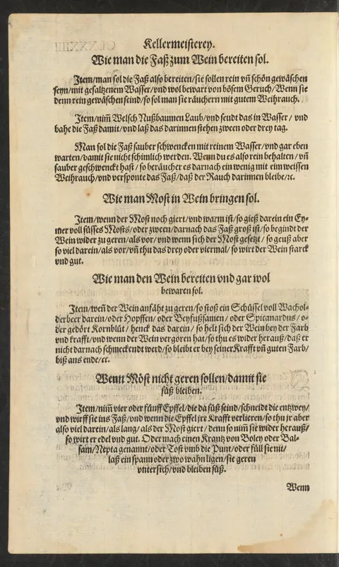 Weinfässer mit Salzwasser, Walnusslaubsud und Weihrauch vorbereiten – Originalseite