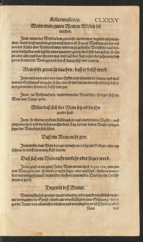 Tugenden des Weins, Fassräuchern und Gärschutz – Originalseite