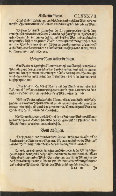 Wein ablassen nach Jahreszeit, Mond und Wind, mit Rohrprobe – Originalseite