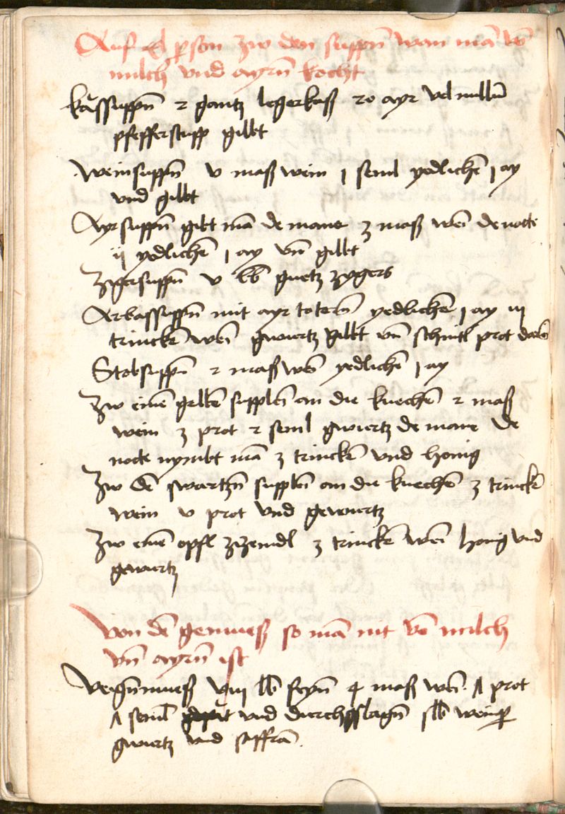 Eiersuppe mit Wein - Originalseite aus Tegernseer Speisenbuch