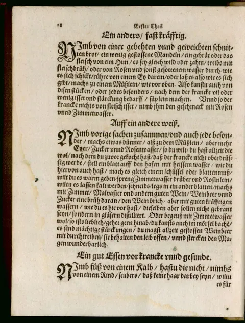 Brotmus mit Mandeln und Huhn oder Braten für Kranke – Originalseite