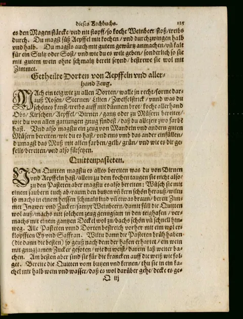 Quittenpasteten, gedämpfte Quitten und Quittentorte – Originalseite