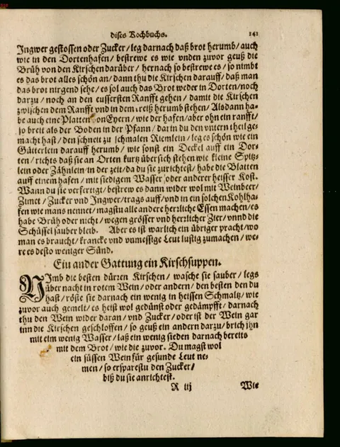 Kirschsuppe aus Dörrkirschen, in Wein eingeweicht – Originalseite