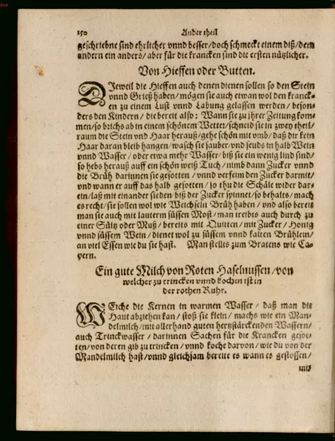 Haselnussmilch bei roter Ruhr, auch als Marzipanmasse – Originalseite