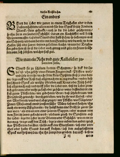 Leber vom Rost mit Pfefferlein und Speckgrieben – Originalseite