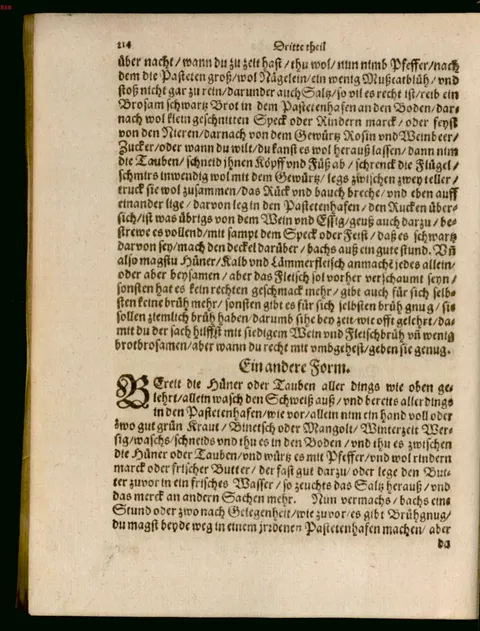 Hühner- oder Taubenpastete mit Blattgemüse, andere Form – Originalseite
