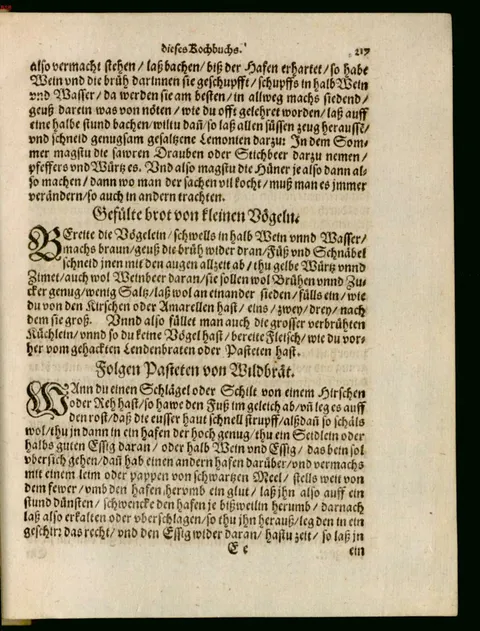 Gefüllte Brote mit kleinen Vögeln – Originalseite
