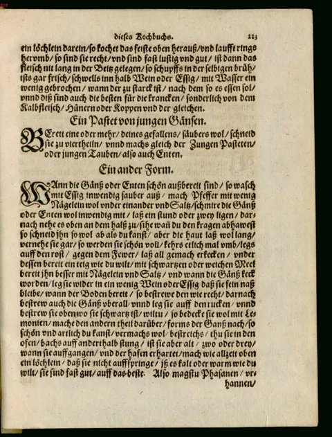 Pastete von jungen Gänsen – Originalseite