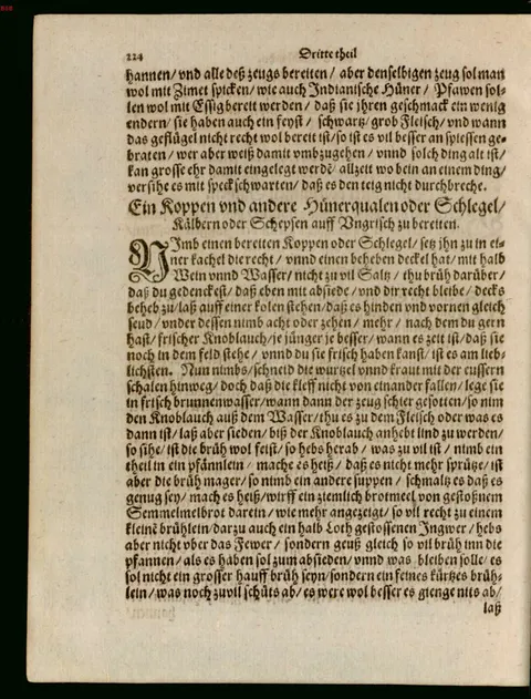 Kapaun oder Keule mit ganzem jungem Knoblauch, ungarisch – Originalseite