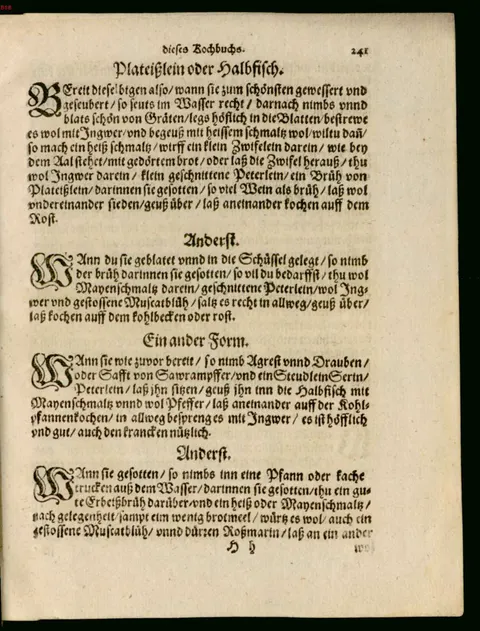 Gesottene Plattfische mit Ingwer, Schmalz oder Weinbrühe – Originalseite