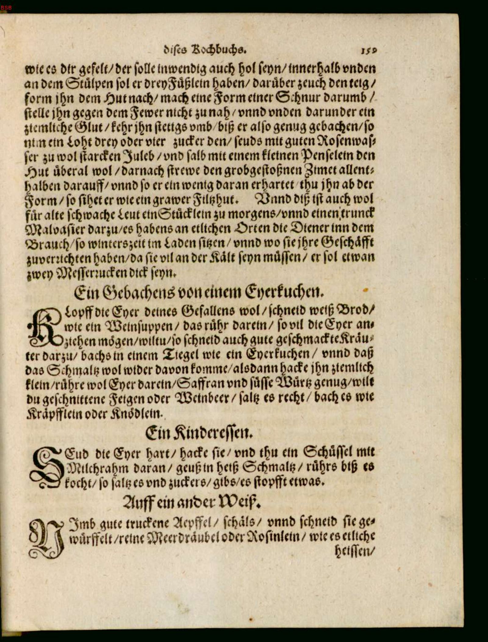 Gebackene Apfel-Rosinen-Knödlein – Originalseite aus Ein köstlich new Kochbuch
