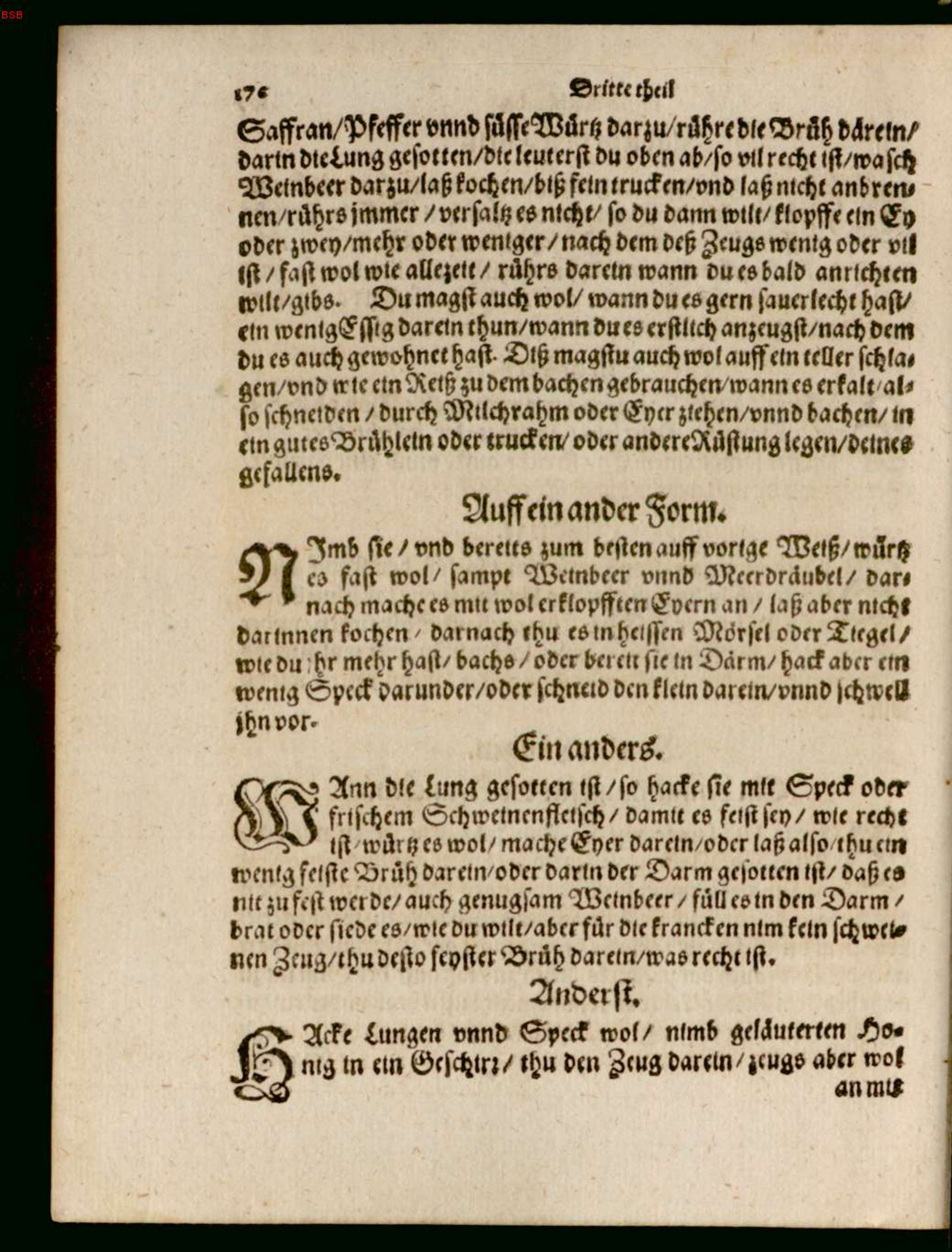 Lungenmus mit Honig und Speck, andere Form – Originalseite aus Ein köstlich new Kochbuch