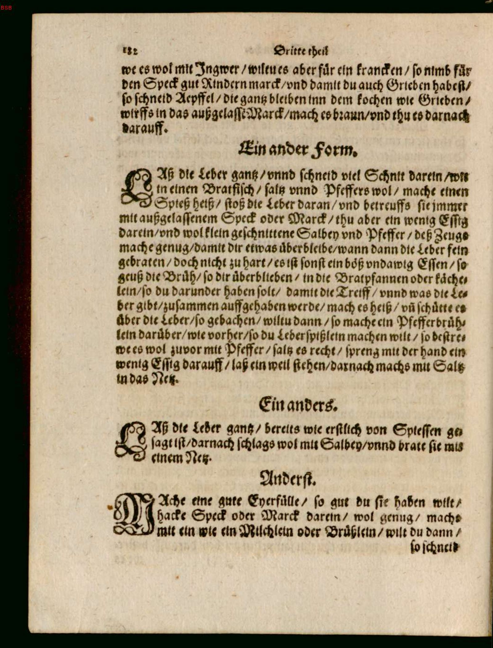 Ganze Leber am Spieß, andere Form – Originalseite aus Ein köstlich new Kochbuch