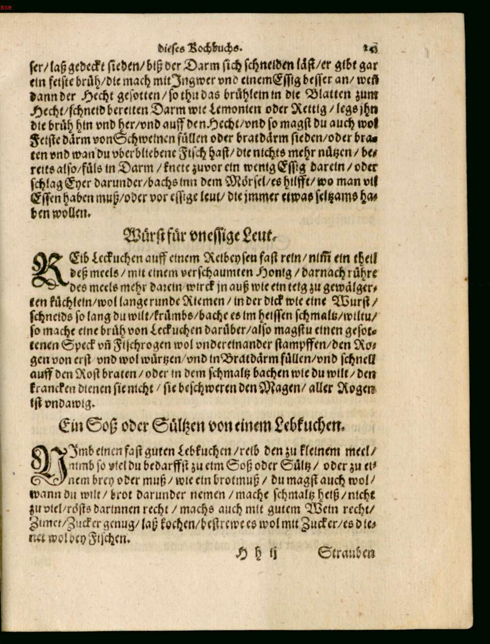 Lebkuchensoße zu Fisch – Originalseite aus Ein köstlich new Kochbuch